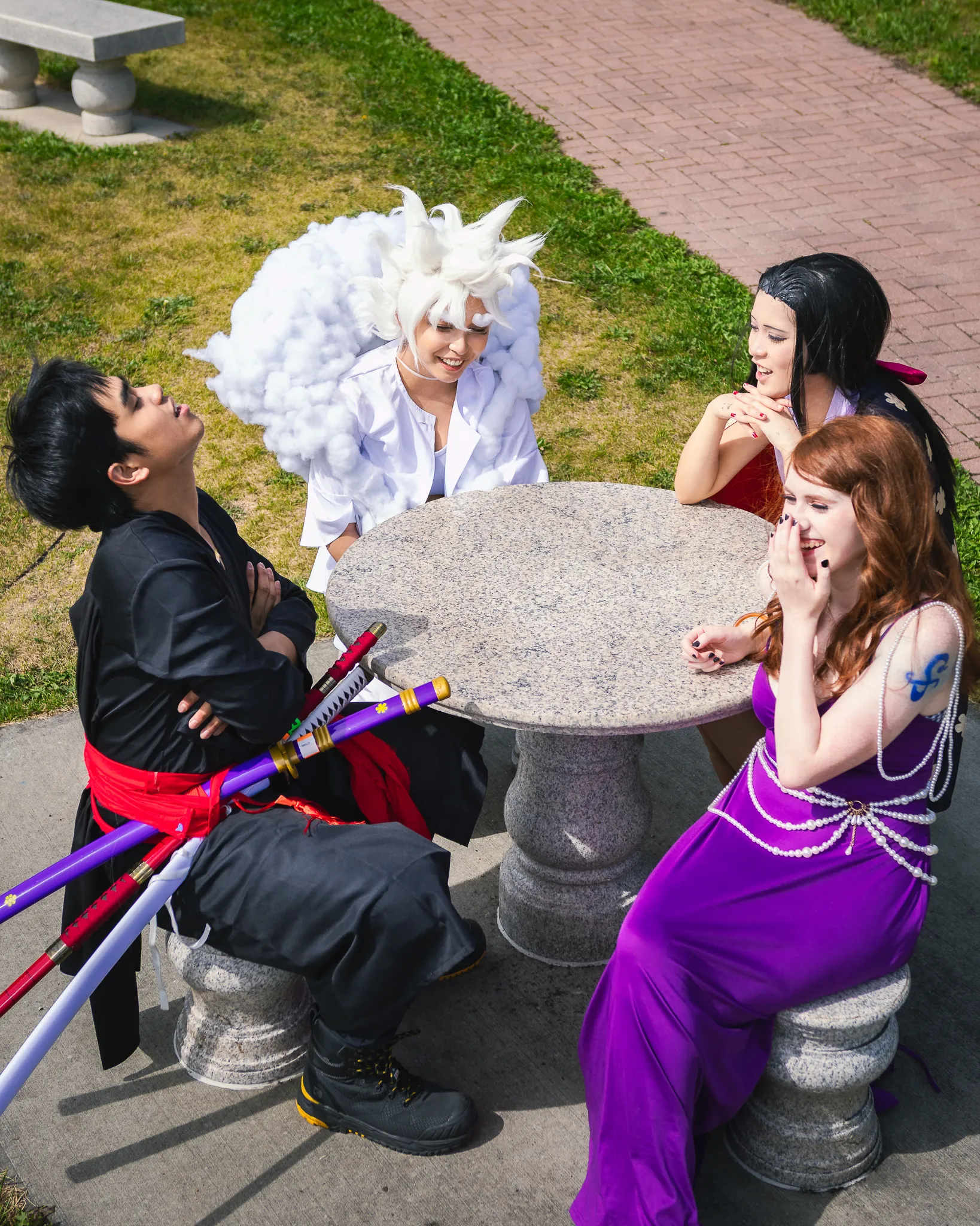 Cosplayers from the manga and anime series One Piece